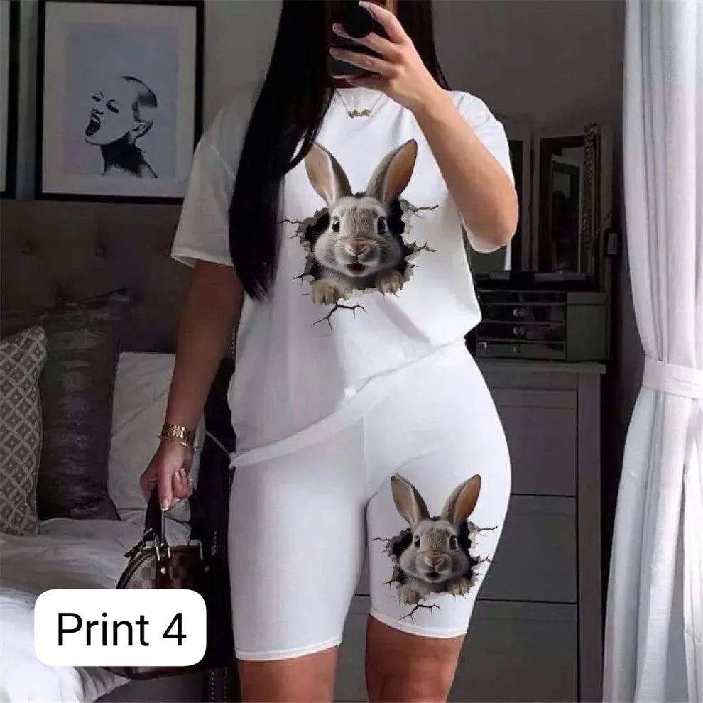 Women’s 2-Piece Summer Nightwear Set – Printed Top & Shorts