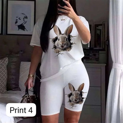 Women’s 2-Piece Summer Nightwear Set – Printed Top & Shorts