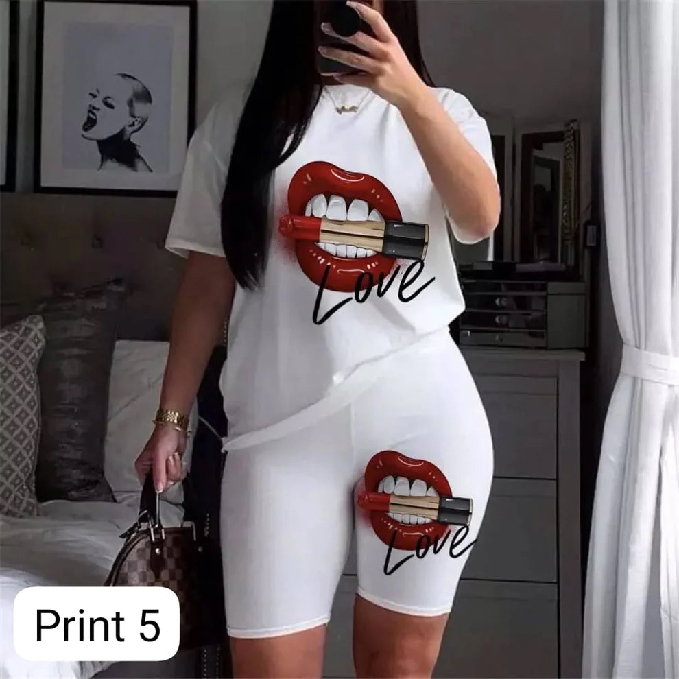Women’s 2-Piece Summer Nightwear Set – Printed Top & Shorts