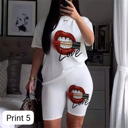 Women’s 2-Piece Summer Nightwear Set – Printed Top & Shorts