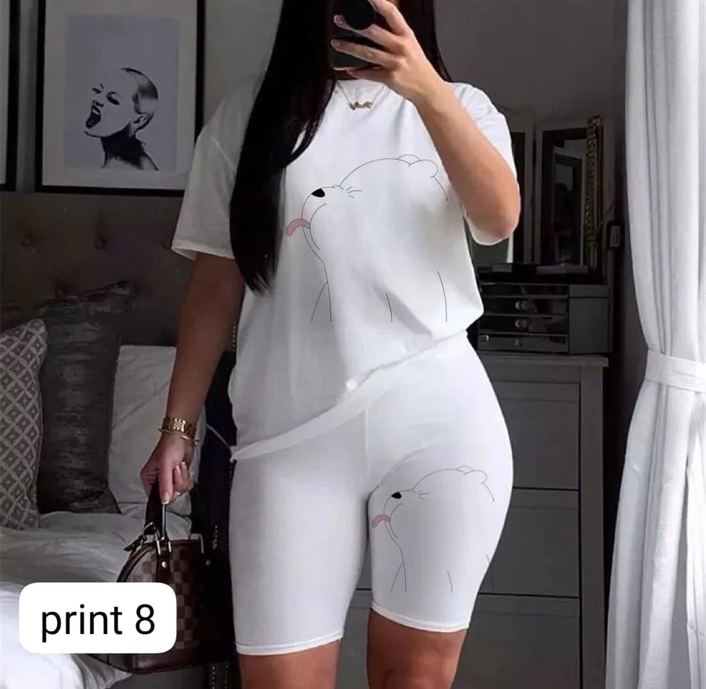 Women’s 2-Piece Summer Nightwear Set – Printed Top & Shorts