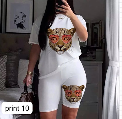 Women’s 2-Piece Summer Nightwear Set – Printed Top & Shorts