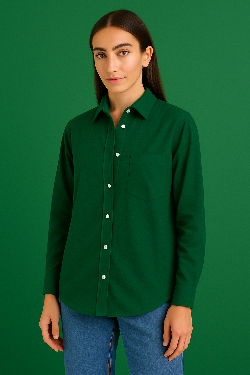 Casual Button Down Shirt - Dark Green the-stylefits