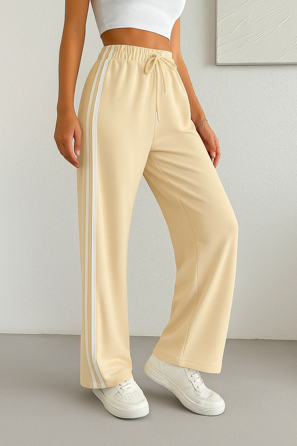 Double Striped Straight Leg Pants the-stylefits