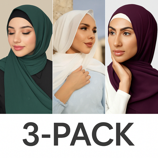 Instant Hijab (with attached cap) - Pack of 3 (Click to pick colors) BYOB