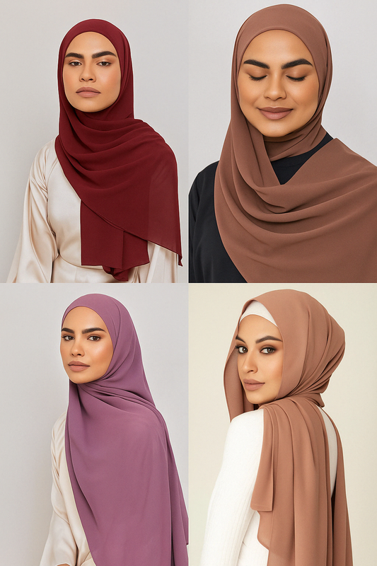 Instant Hijab (with attached cap) - Pack of 4 (Click to pick colors) BYOB
