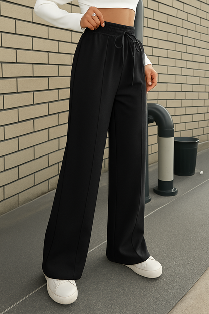 High-Waist Seam Front Wide-Leg Lounge Pants the-stylefits