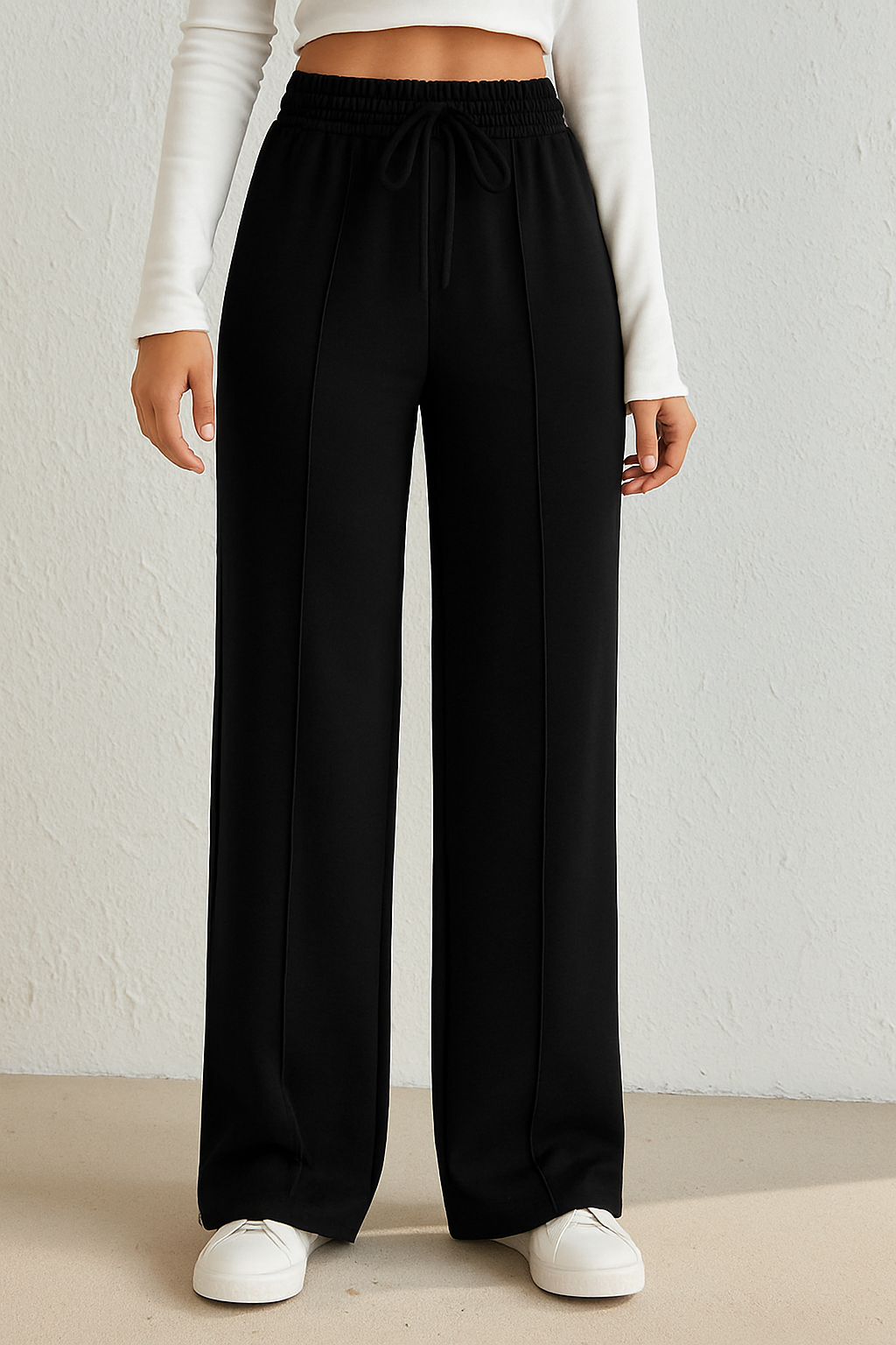 High-Waist Seam Front Wide-Leg Lounge Pants the-stylefits