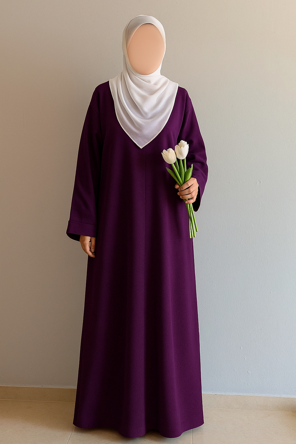 Everyday Front Open Abaya in Purple color the-stylefits