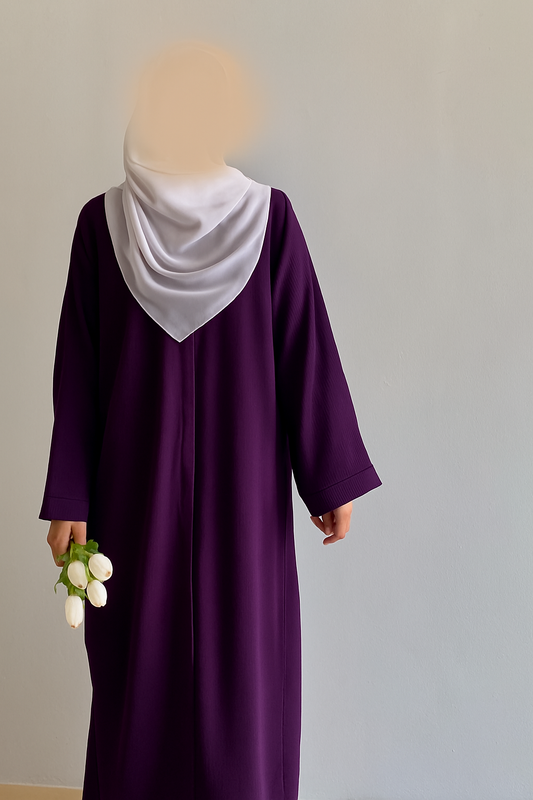Everyday Front Open Abaya in Purple color
