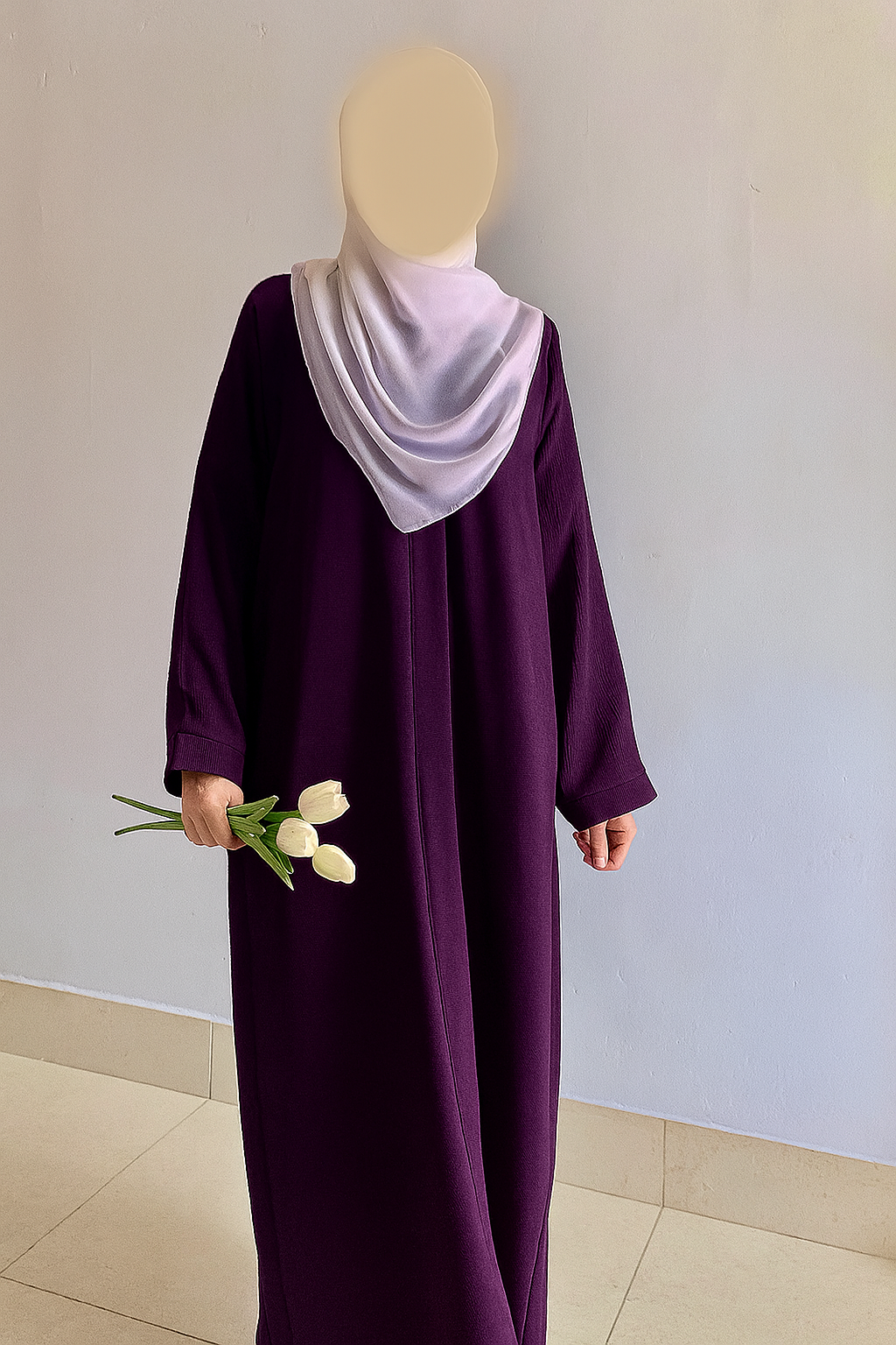 Everyday Front Open Abaya in Purple color the-stylefits