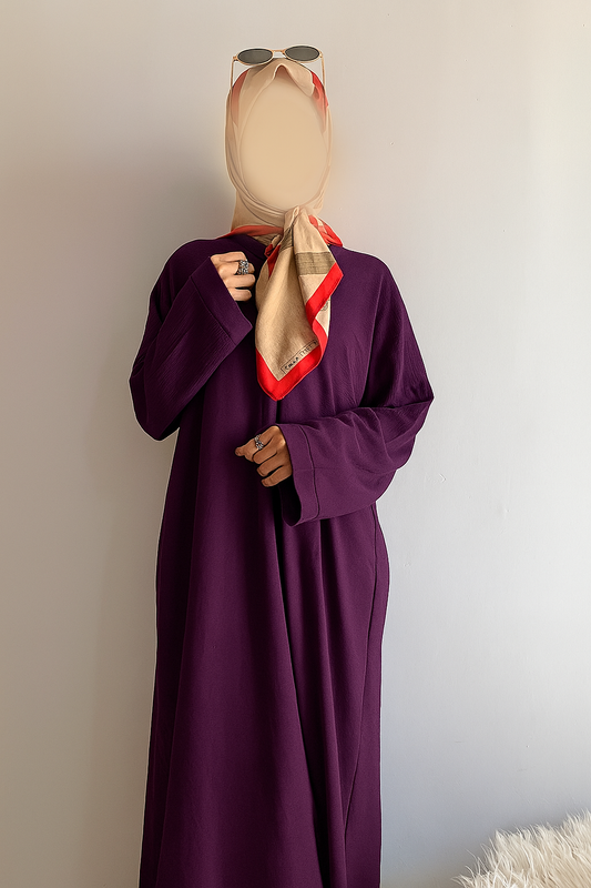 Everyday Front Open Abaya in Purple color