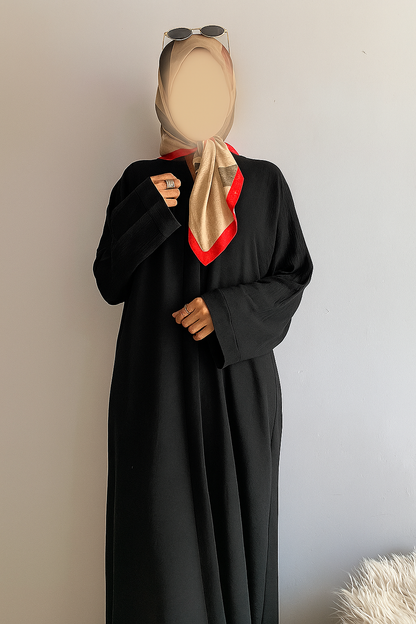 Everyday Front Open Abaya - Black the-stylefits