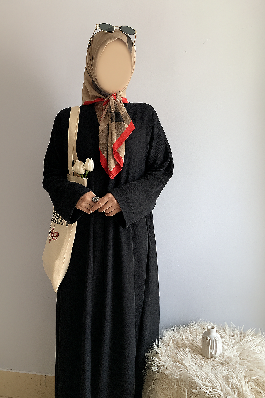 Everyday Front Open Abaya - Black the-stylefits