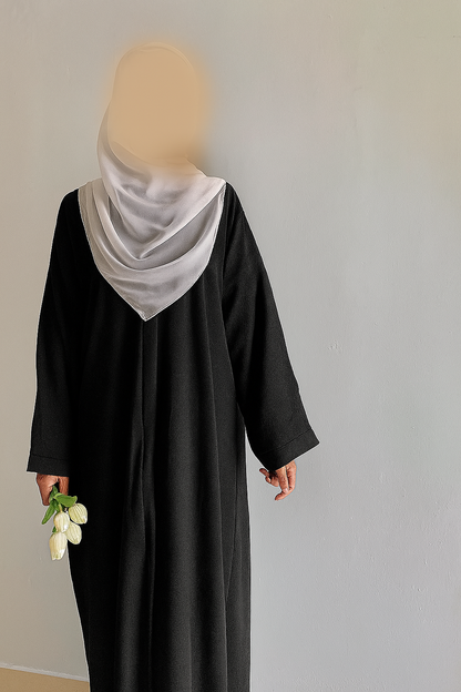 Everyday Front Open Abaya - Black the-stylefits