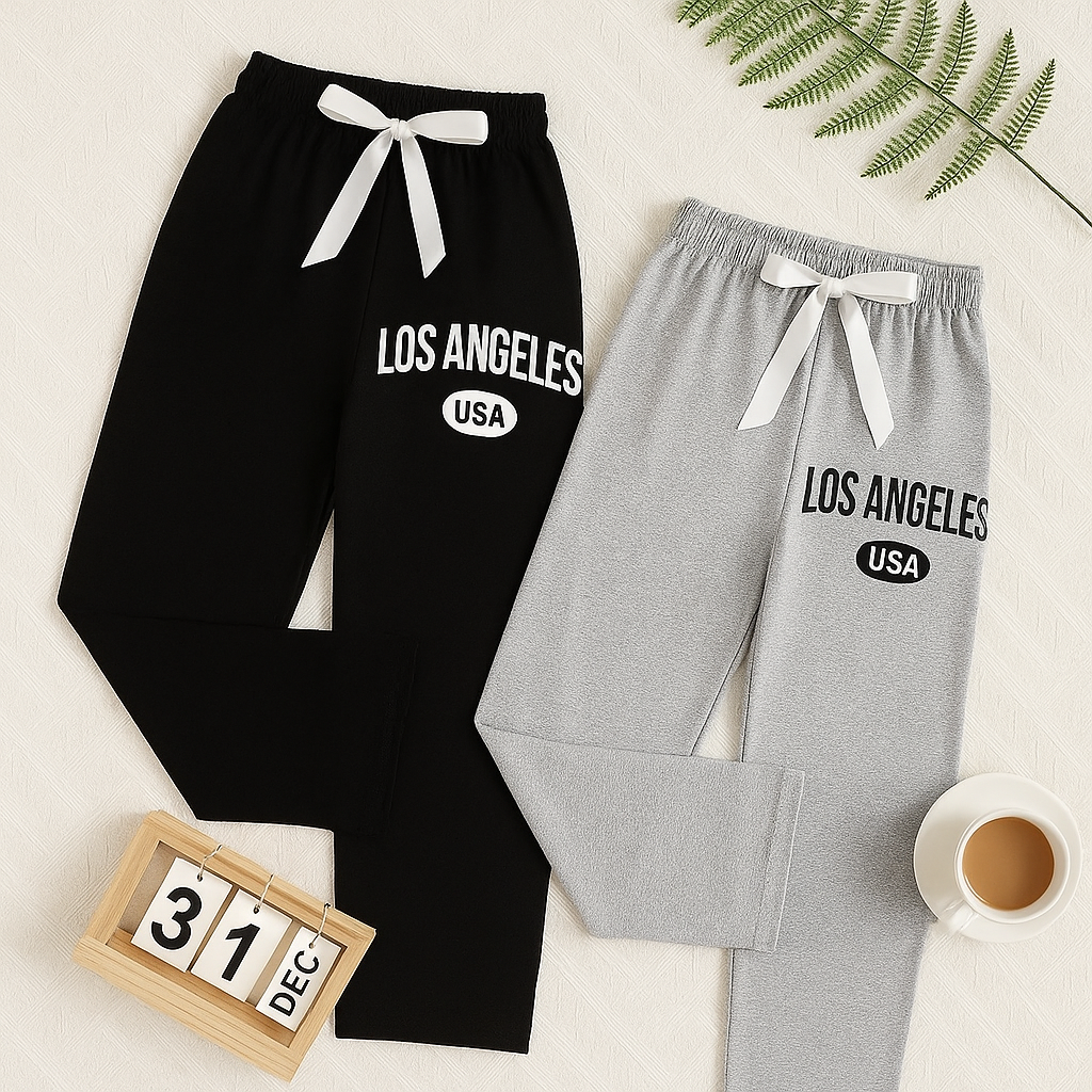 Pack of 2 Summer Waist Ribbon Trousers Bottoms pk