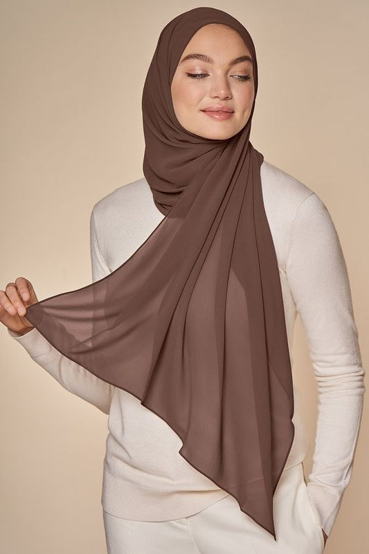 Essential Chiffon Hijab - Chocolate Brown the-stylefits