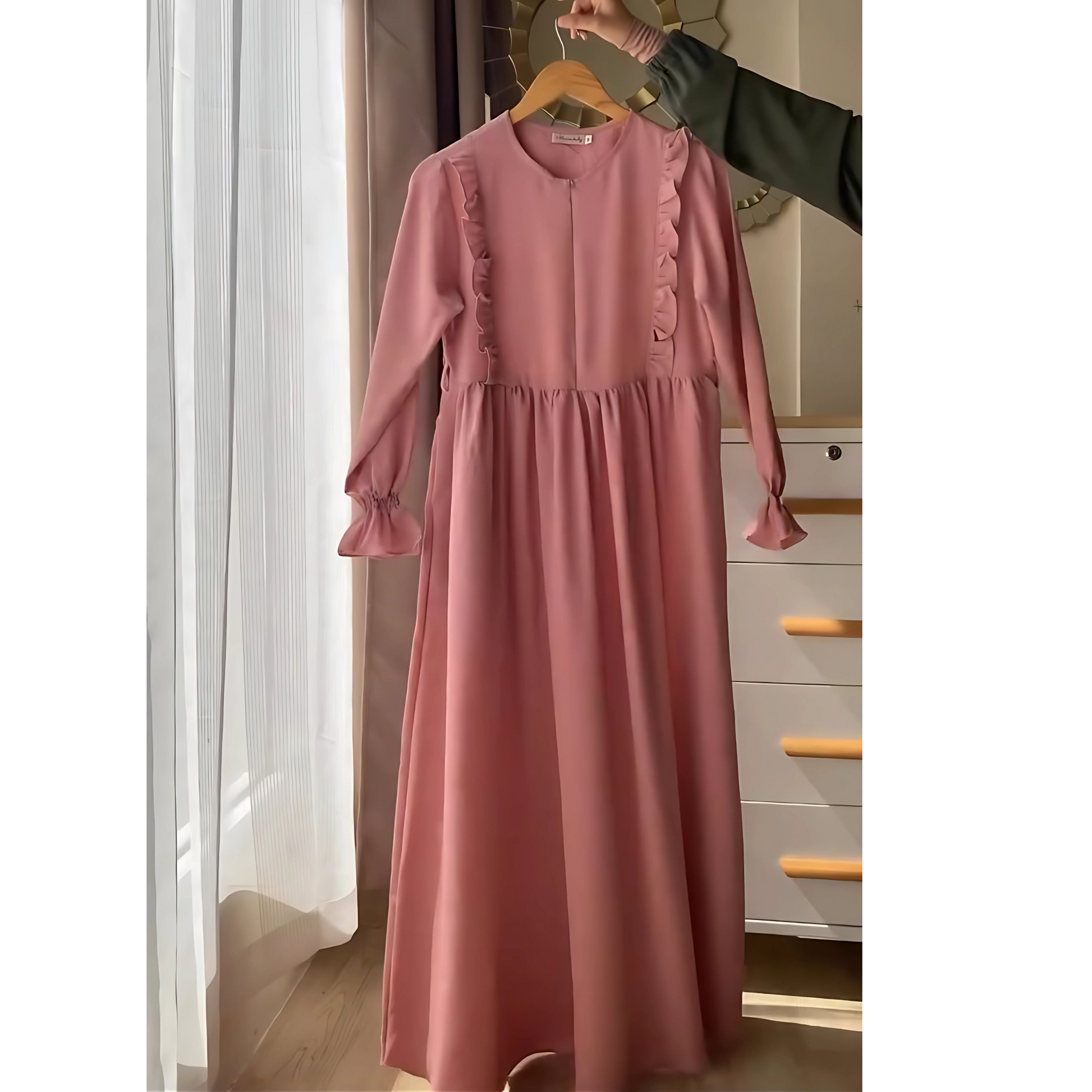 Elegant Abaya – VINCY Frilled Long Dress Design-sixtyoneshop