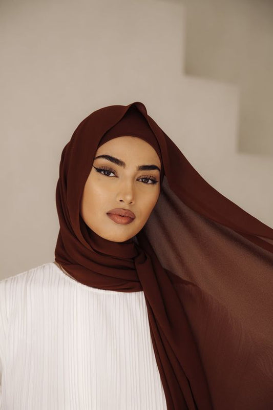 Essential Chiffon Hijab - Dark Brown the-stylefits