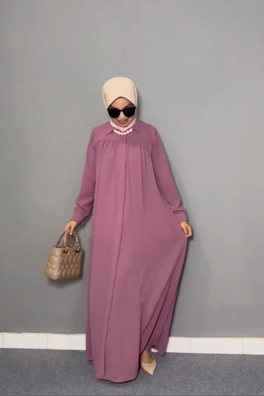 Elegant Pleated Collar Abaya – Modest & Stylish Everyday Wear