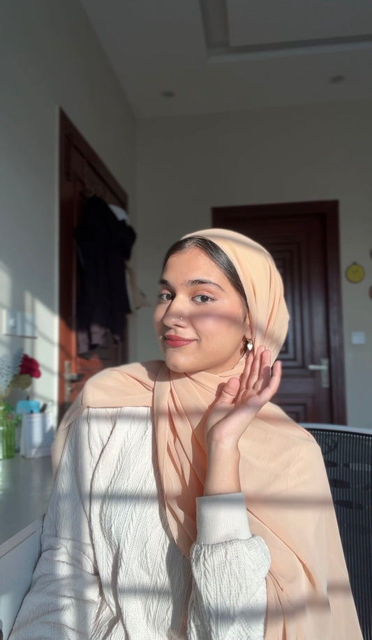 Instant hijab - Hijab + Attached Cap -Beige the-stylefits