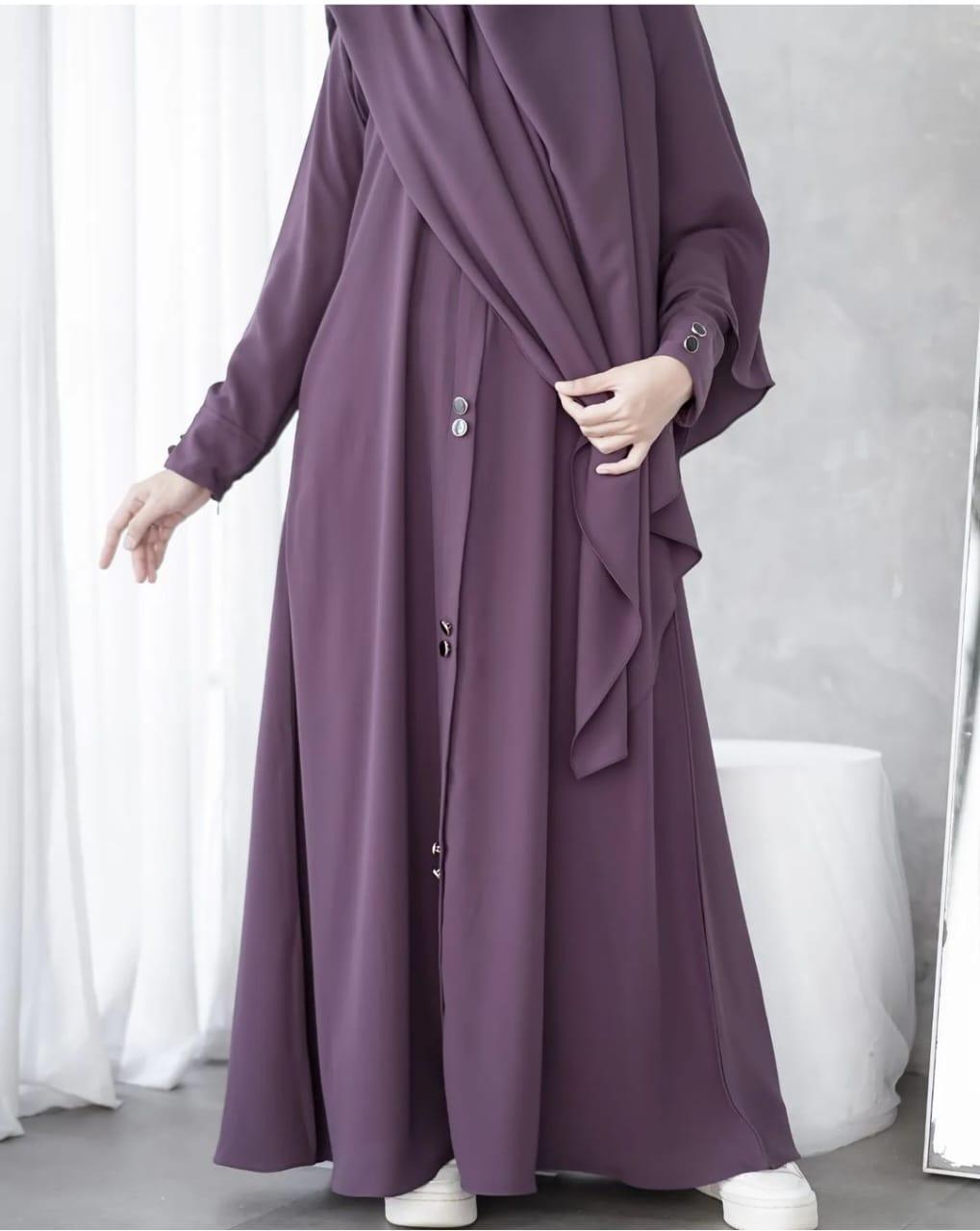Women's Modest Button-Down Abaya Dress Maroon color | 6 Elegant Colors SixtyOneShop