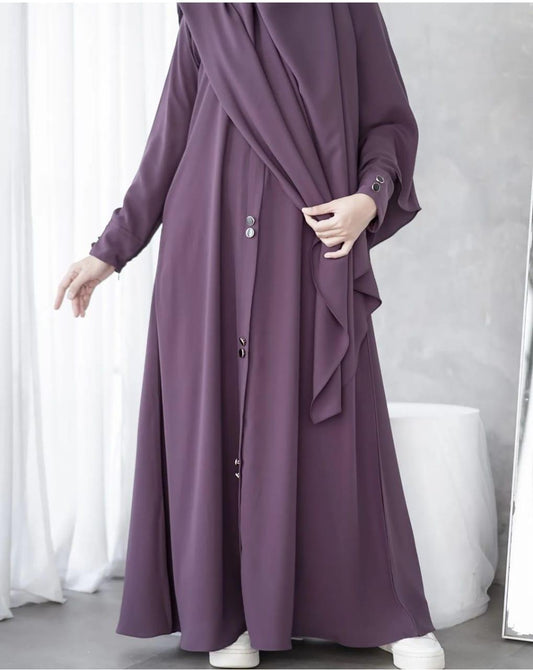 Women's Modest Button-Down Abaya Dress Maroon color | 6 Elegant Colors SixtyOneShop