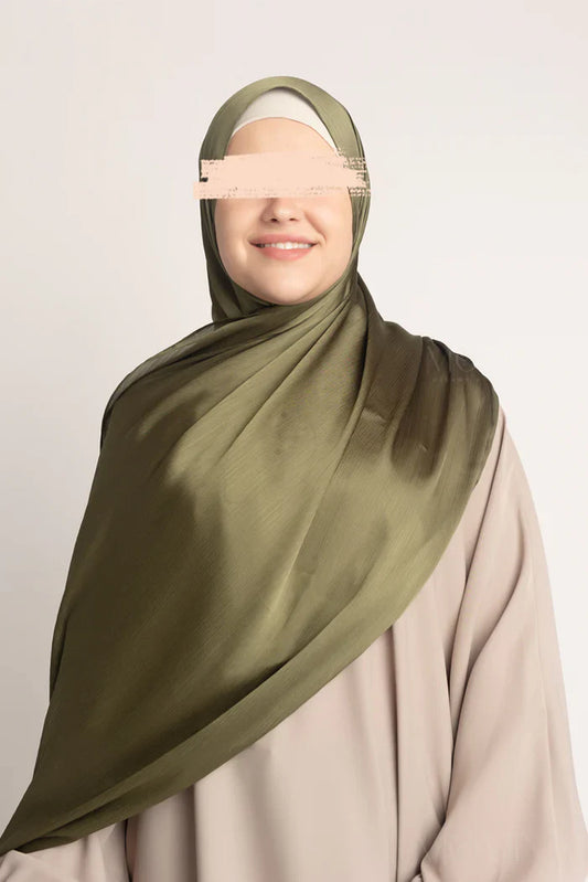 Premium Crinkle Silk Hijab - Green Sapphire