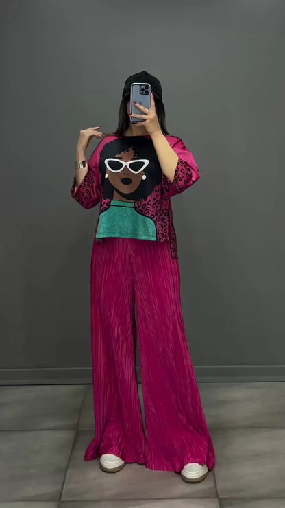 Luxury 2-Piece Silk Printed Co-Ord Set for Women – Elegant Summer Loungewear