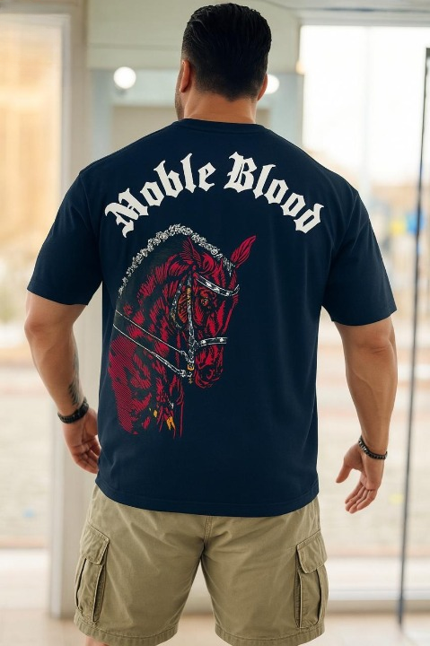 Horse Back Printed Drop Shoulder T-Shirt – Oversized Graphic Streetwear Tee