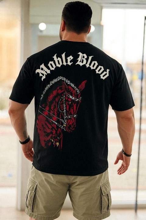 Horse Back Printed Drop Shoulder T-Shirt – Oversized Graphic Streetwear Tee