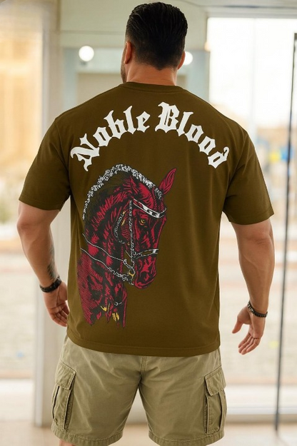 Horse Back Printed Drop Shoulder T-Shirt – Oversized Graphic Streetwear Tee