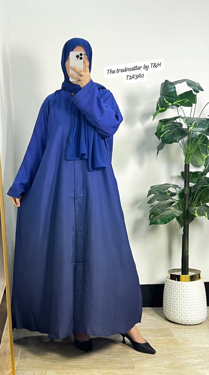 Dual Tone Abaya Dress with Matching Hijab – Elegant Loose-Fit Khimar Style | Modest Fashion UAE & KSA
