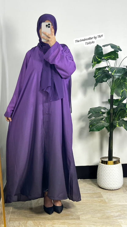 Dual Tone Abaya Dress with Matching Hijab – Elegant Loose-Fit Khimar Style | Modest Fashion UAE & KSA