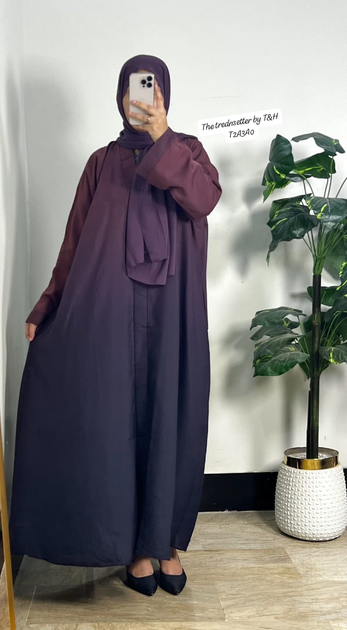 Dual Tone Abaya Dress with Matching Hijab – Elegant Loose-Fit Khimar Style | Modest Fashion UAE & KSA