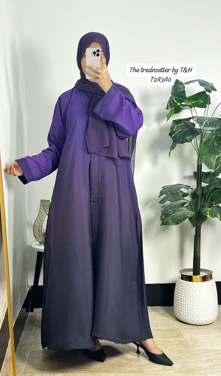 Dual Tone Abaya Dress with Matching Hijab – Elegant Loose-Fit Khimar Style | Modest Fashion UAE & KSA