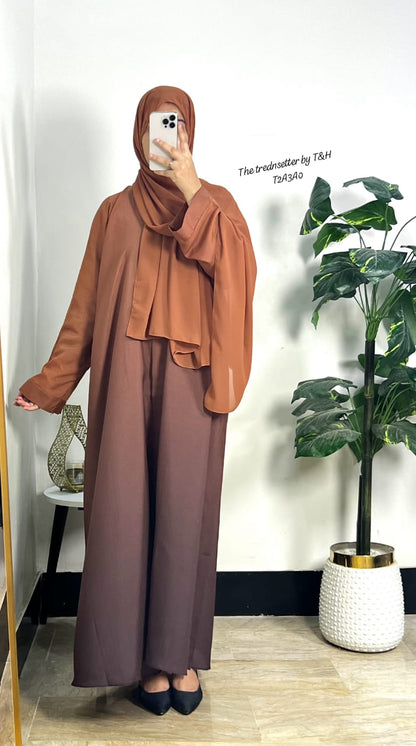 Dual Tone Abaya Dress with Matching Hijab – Elegant Loose-Fit Khimar Style | Modest Fashion UAE & KSA