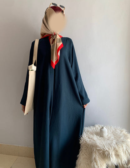 Everyday Front Open Abaya - Teal the-stylefits