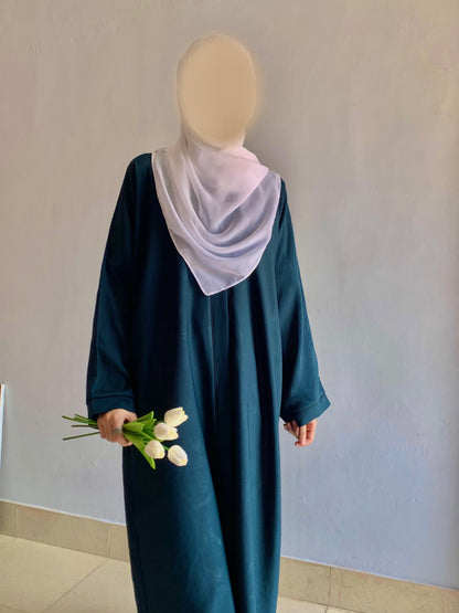 Everyday Front Open Abaya - Teal the-stylefits