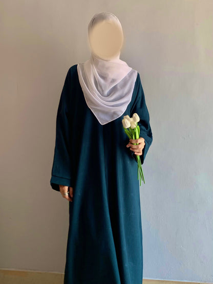 Everyday Front Open Abaya - Teal the-stylefits