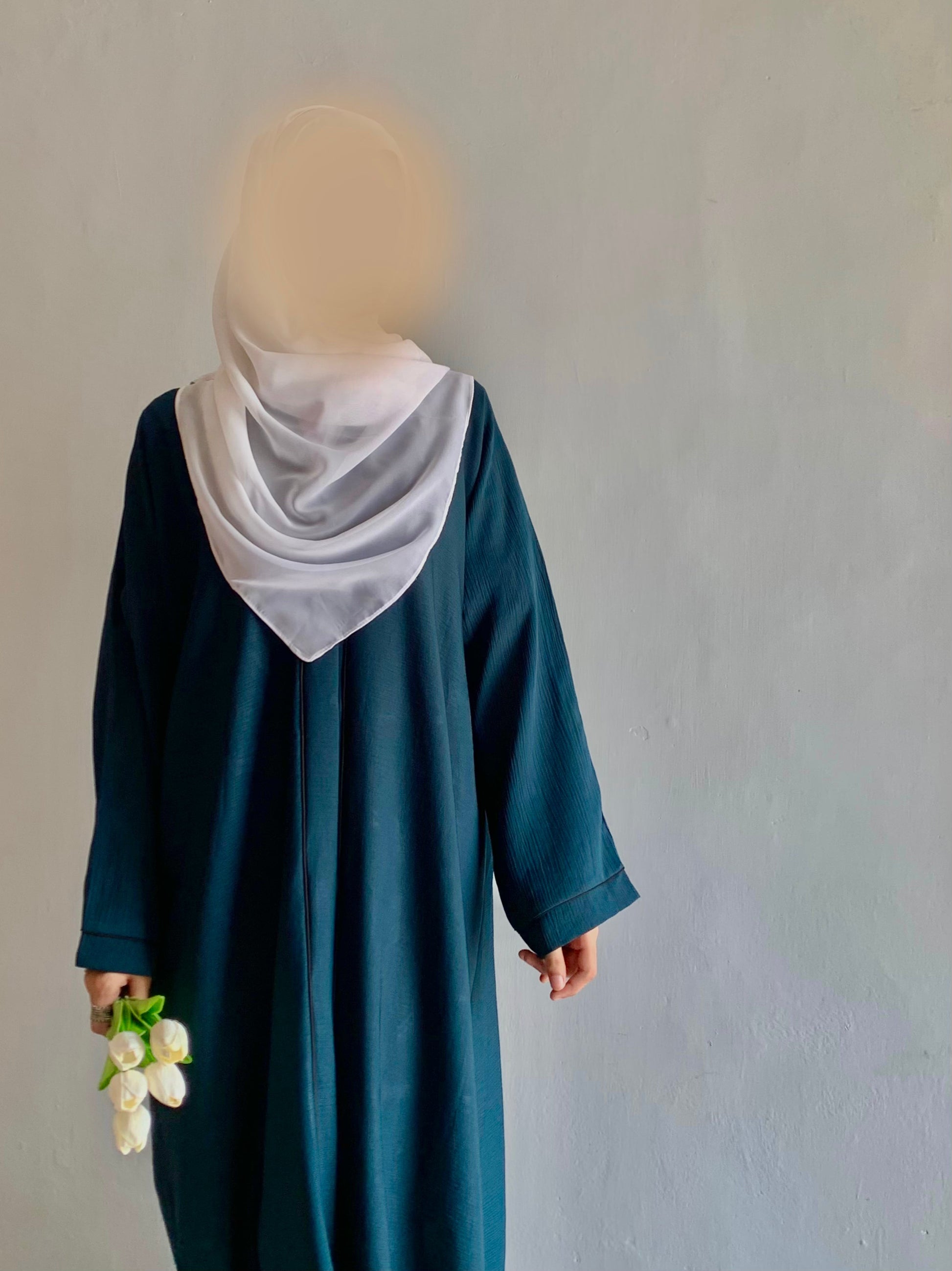 Everyday Front Open Abaya - Teal the-stylefits