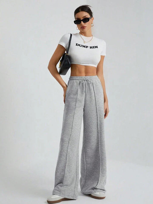 High-Waist Seam Front Wide-Leg Lounge Pants the-stylefits