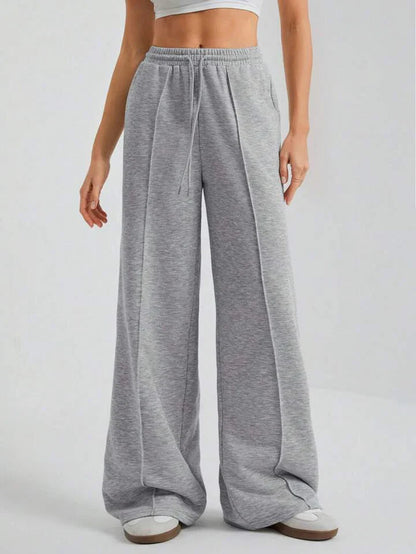 High-Waist Seam Front Wide-Leg Lounge Pants the-stylefits