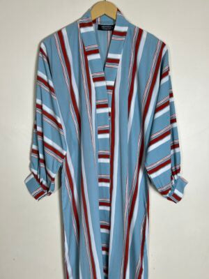 Baby Blue – Stripes Front Open Abaya