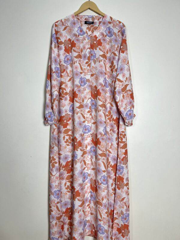 Apricot Floral Abaya – Floral Front Open Abaya - SixtyOneShop