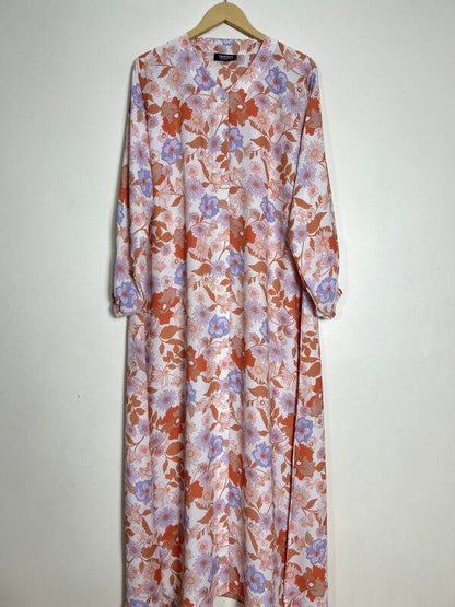 Apricot Floral Abaya – Floral Front Open Abaya - SixtyOneShop