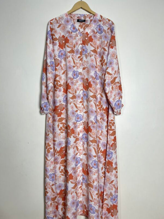 Apricot – Floral Front Open Abaya