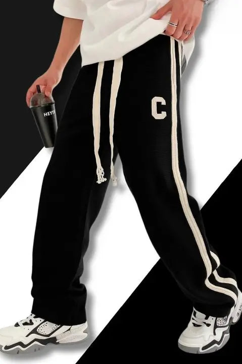 Unisex Jogger Pants with Side Stripe & "C" Logo – Streetwear Style