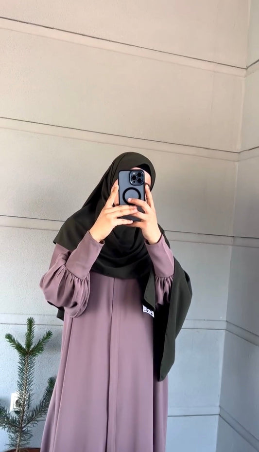 Plum - Front Pleated Abaya the-stylefits