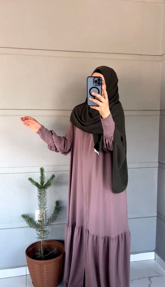 Plum - Front Pleated Abaya the-stylefits
